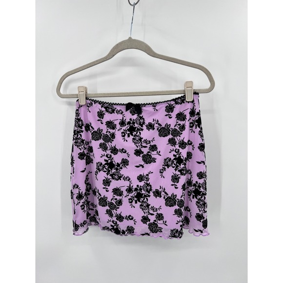 dELiA*s by Dolls Kill Dresses & Skirts - dELiA*s Dolls Kill Velvet Grunge Purple Floral Mesh Mini Skirt Lace Y2K Large